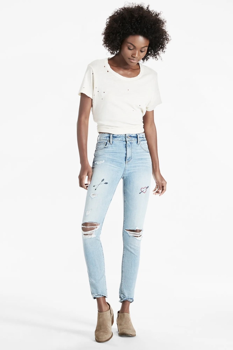BRIDGETTE HIGH RISE SKINNY JEAN WITH EMBROIDERY, image 2