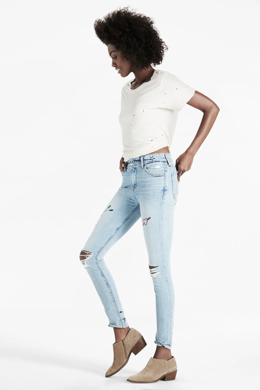 BRIDGETTE HIGH RISE SKINNY JEAN WITH EMBROIDERY, image 3