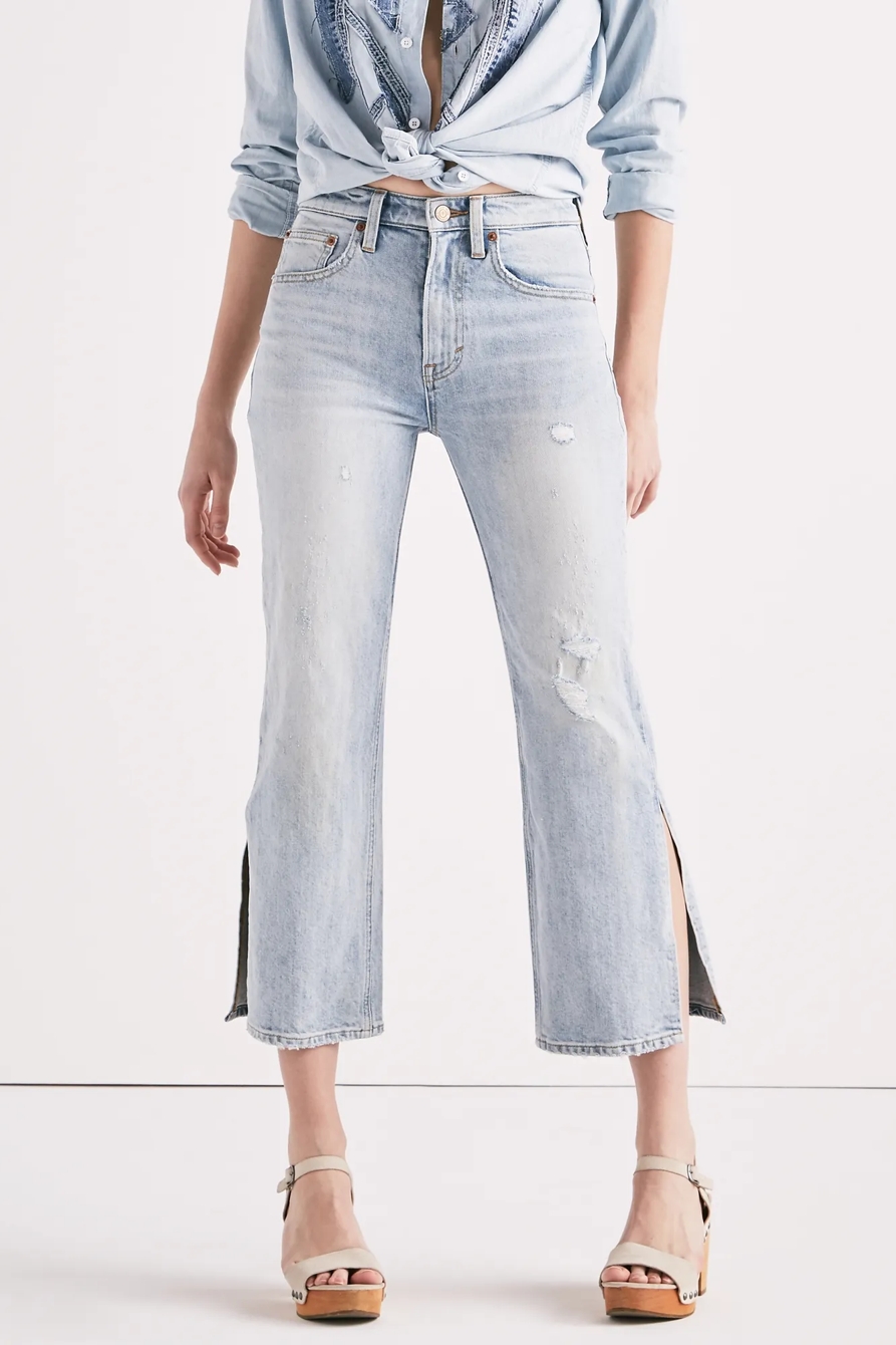 LUCKY PINS HIGH RISE SIDE SLIT JEAN IN MIRA MAR, image 1