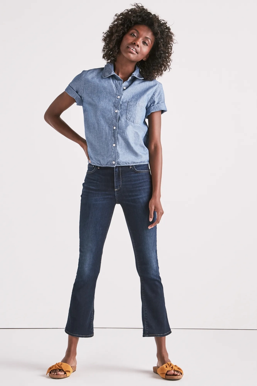 CHAMBRAY TIED BUTTON UP SHIRT, image 2