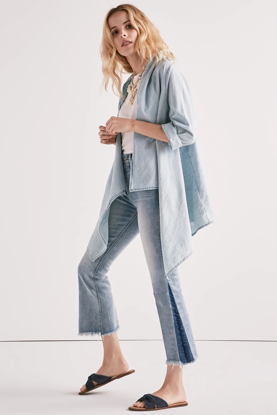 KNOTTED & DRAPED CHAMBRAY TOP, image 2