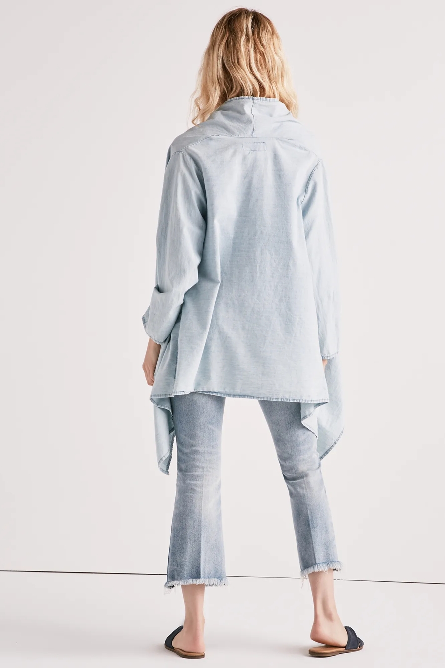 KNOTTED & DRAPED CHAMBRAY TOP, image 3