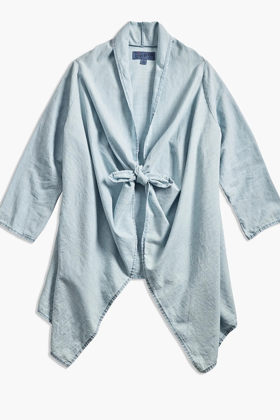 KNOTTED & DRAPED CHAMBRAY TOP, image 5