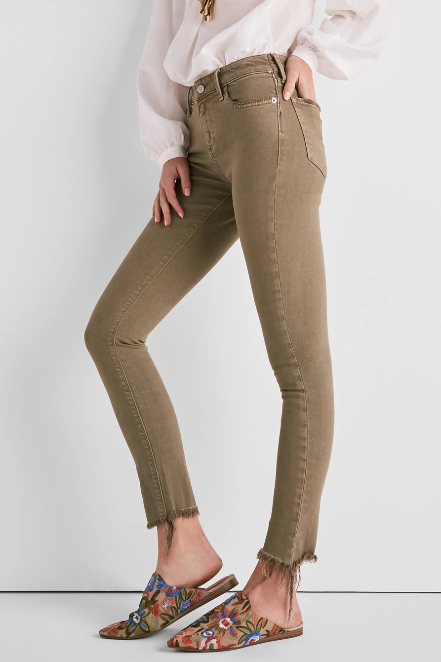 AVA MID RISE SKINNY JEAN IN FRAY MAJESTIC GREEN, image 1