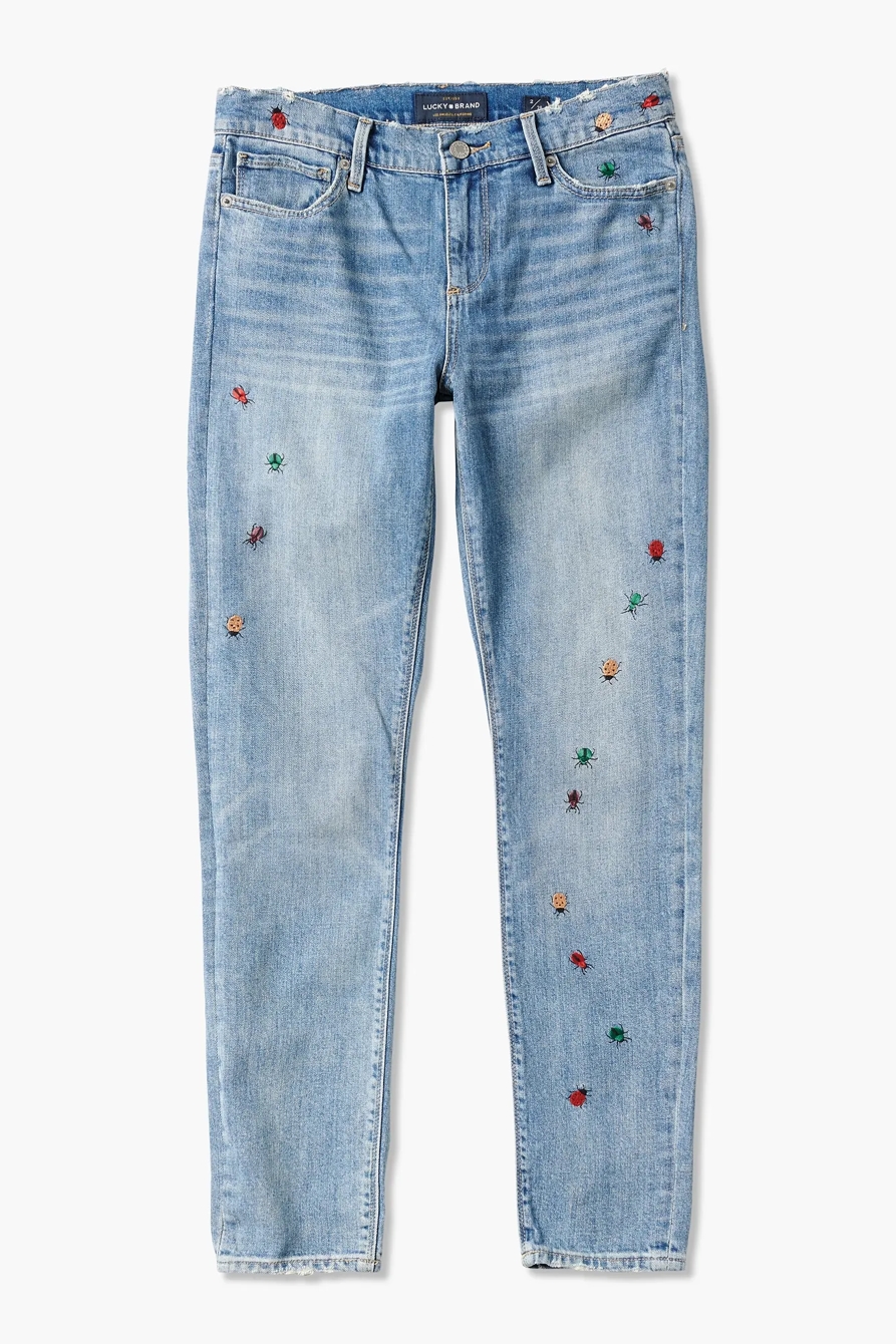 AVA MID RISE SKINNY JEAN WITH DITSY BUG EMBROIDERY, image 5