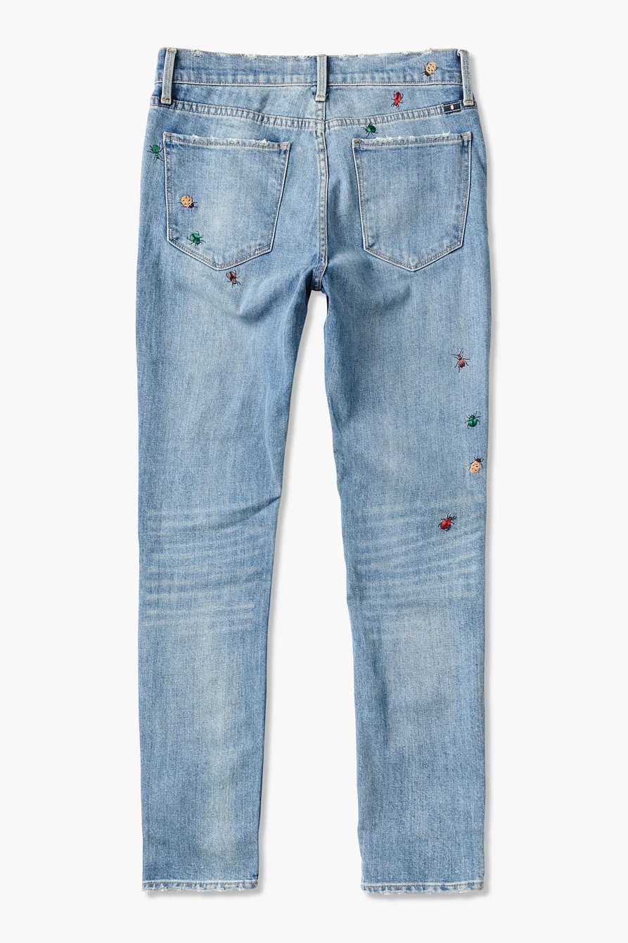 AVA MID RISE SKINNY JEAN WITH DITSY BUG EMBROIDERY, image 6