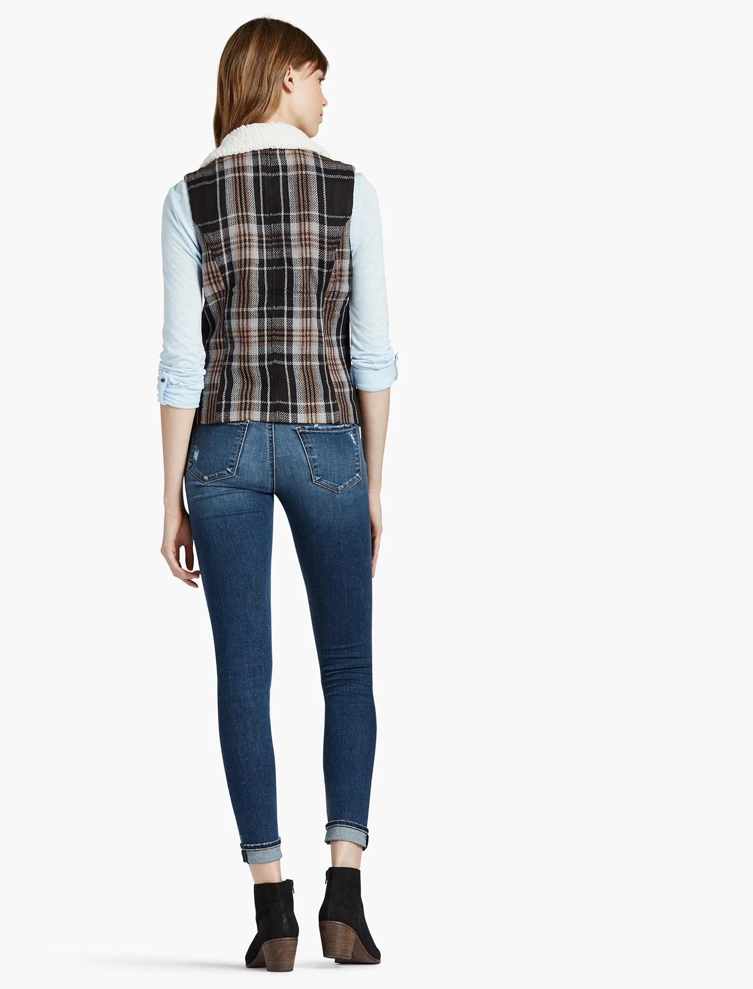 PLAID SHERPA VEST, image 3
