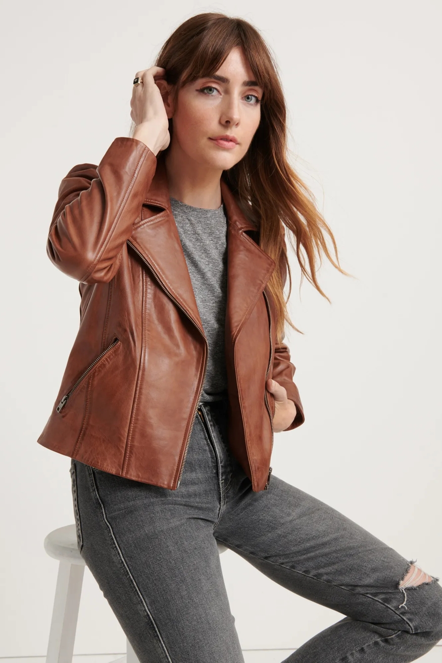 PUFF SLEEVE LEATHER MOTO JACKET, image 4
