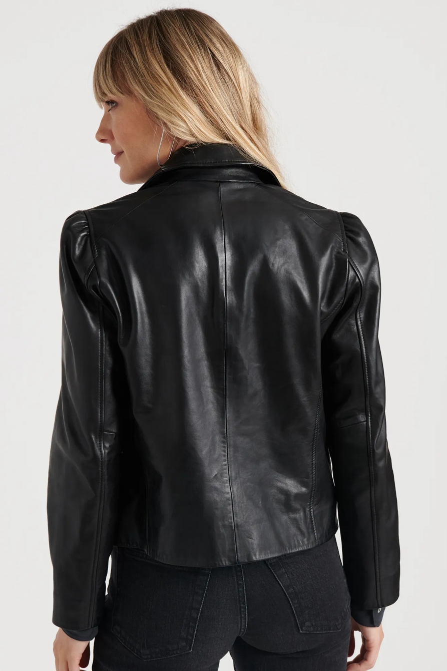 PUFF SLEEVE LEATHER MOTO JACKET, image 4