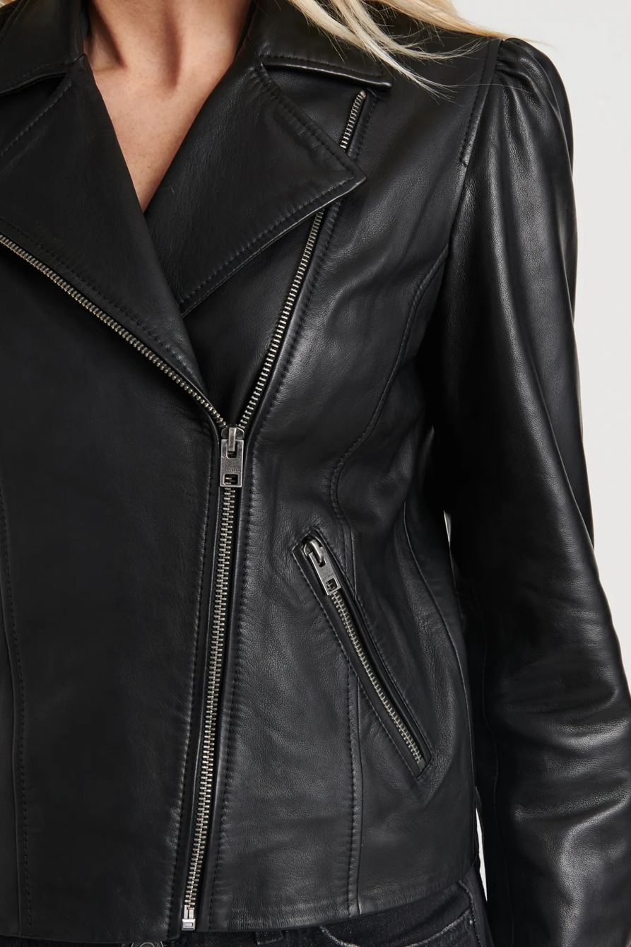 PUFF SLEEVE LEATHER MOTO JACKET, image 5
