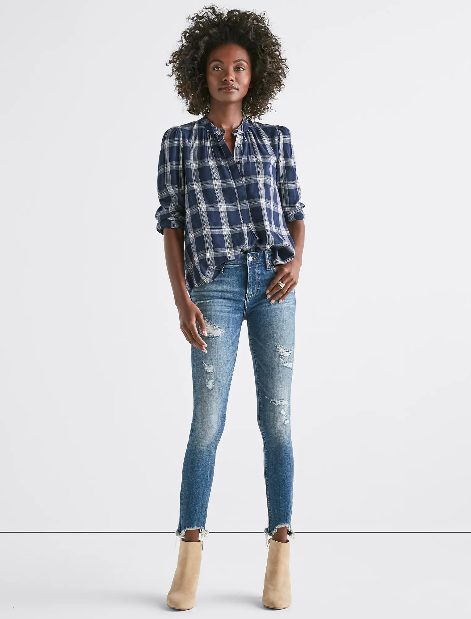PLAID PUFF SLEEVE SHIRT, image 2
