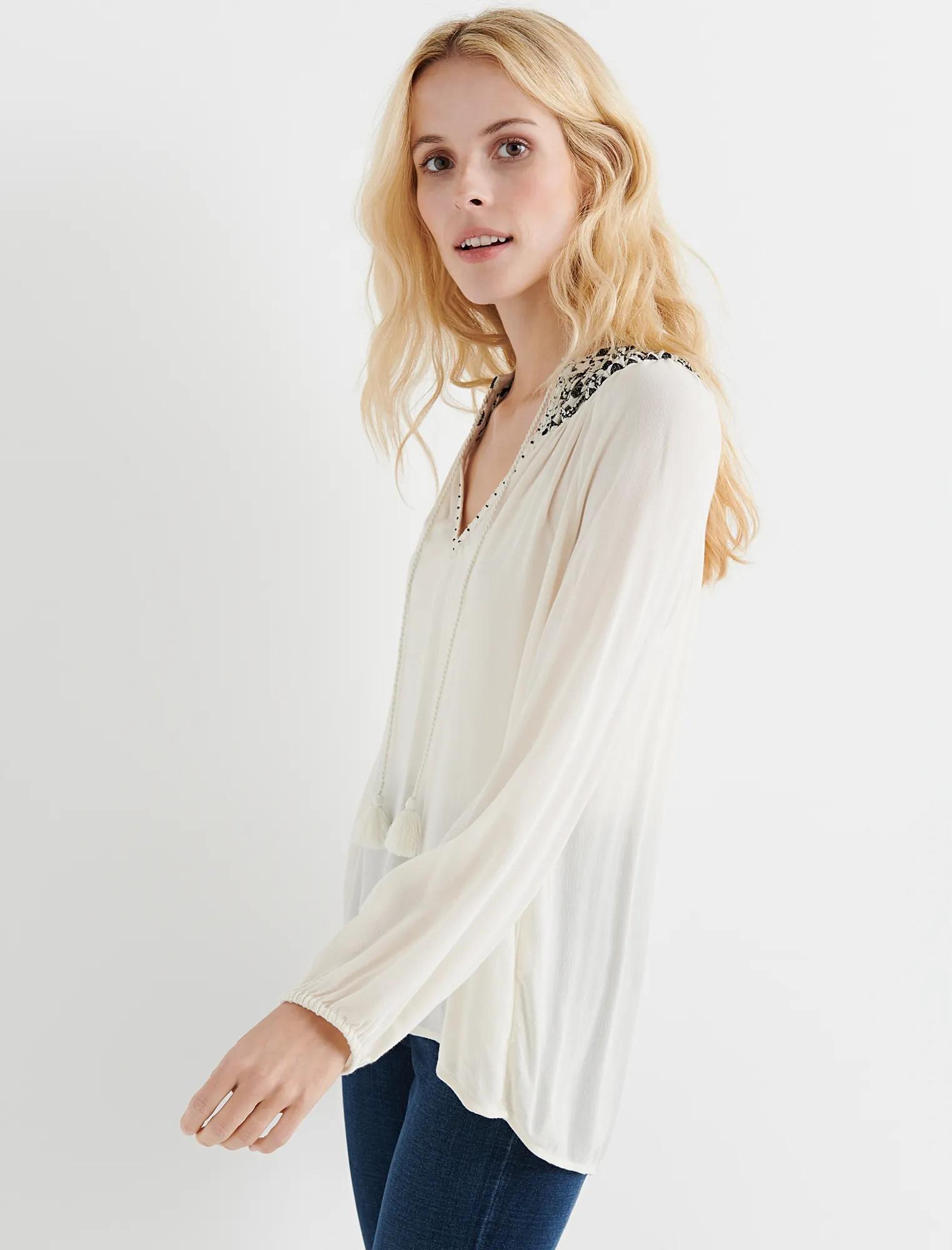 EMBROIDERED PEASANT TOP, image 1