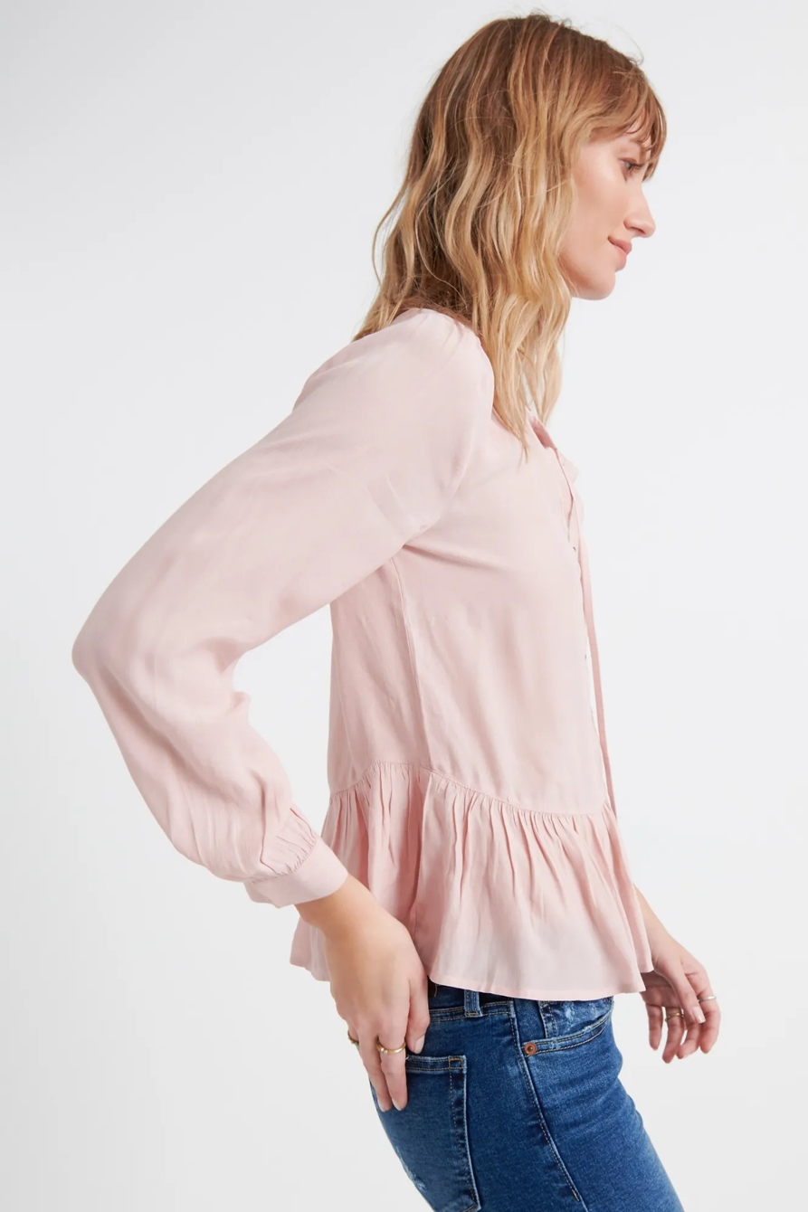 VELVET TRIM PEPLUM TOP, image 2