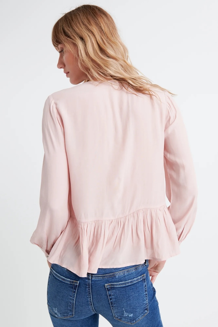 VELVET TRIM PEPLUM TOP, image 3