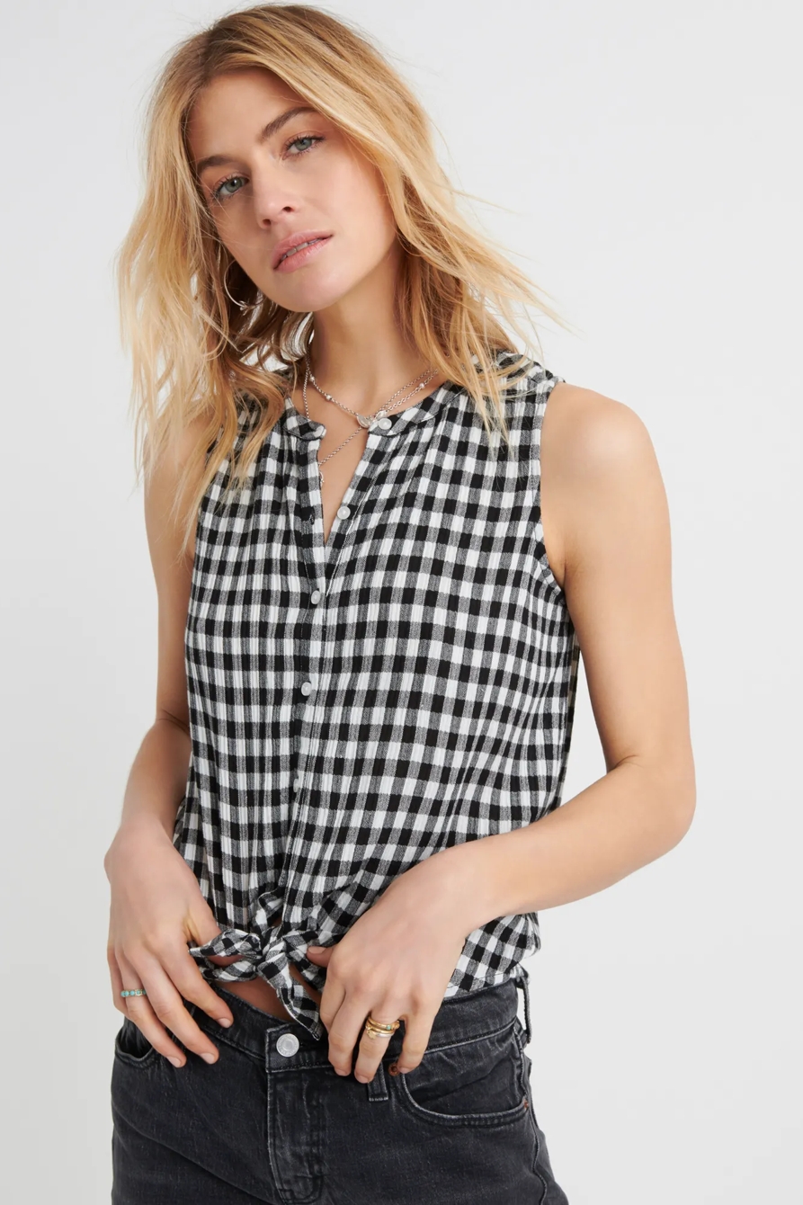SLEEVELESS TIE FRONT TOP, image 1