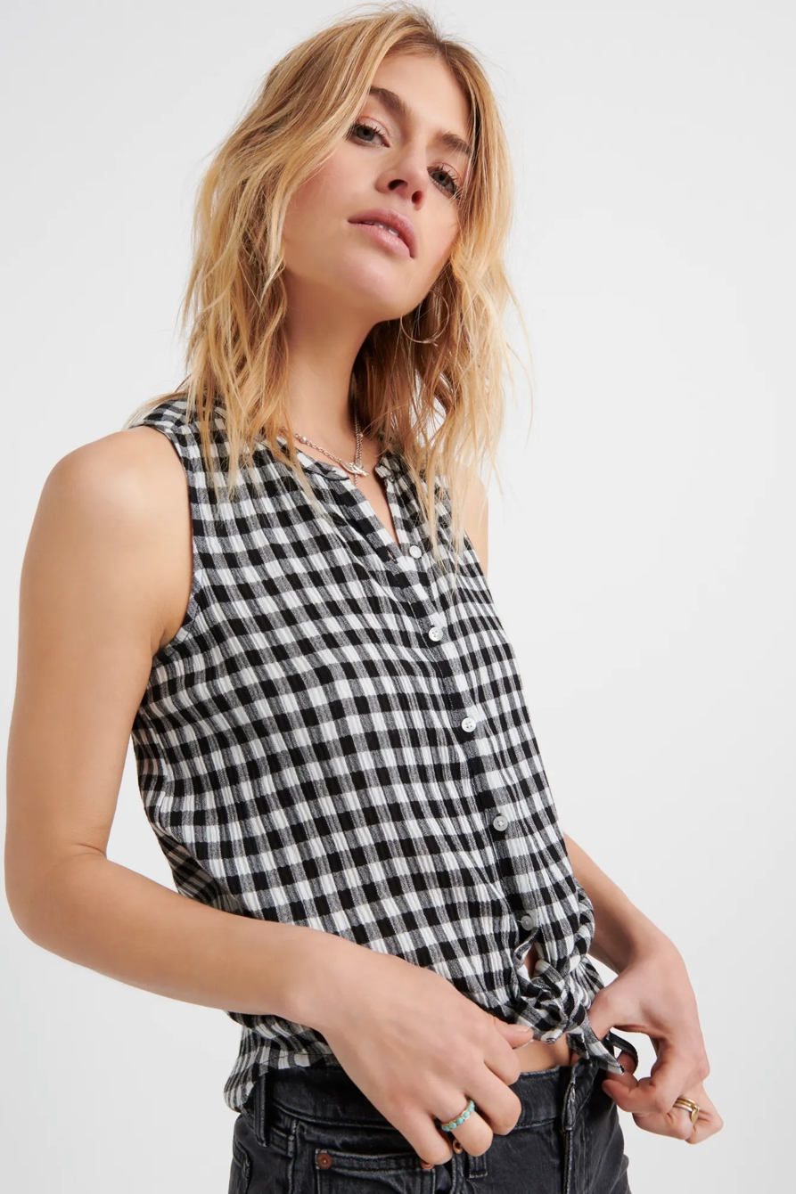 SLEEVELESS TIE FRONT TOP, image 2