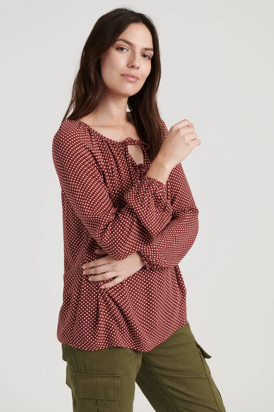 ELOISE POLKA DOT PEASANT TOP, image 7