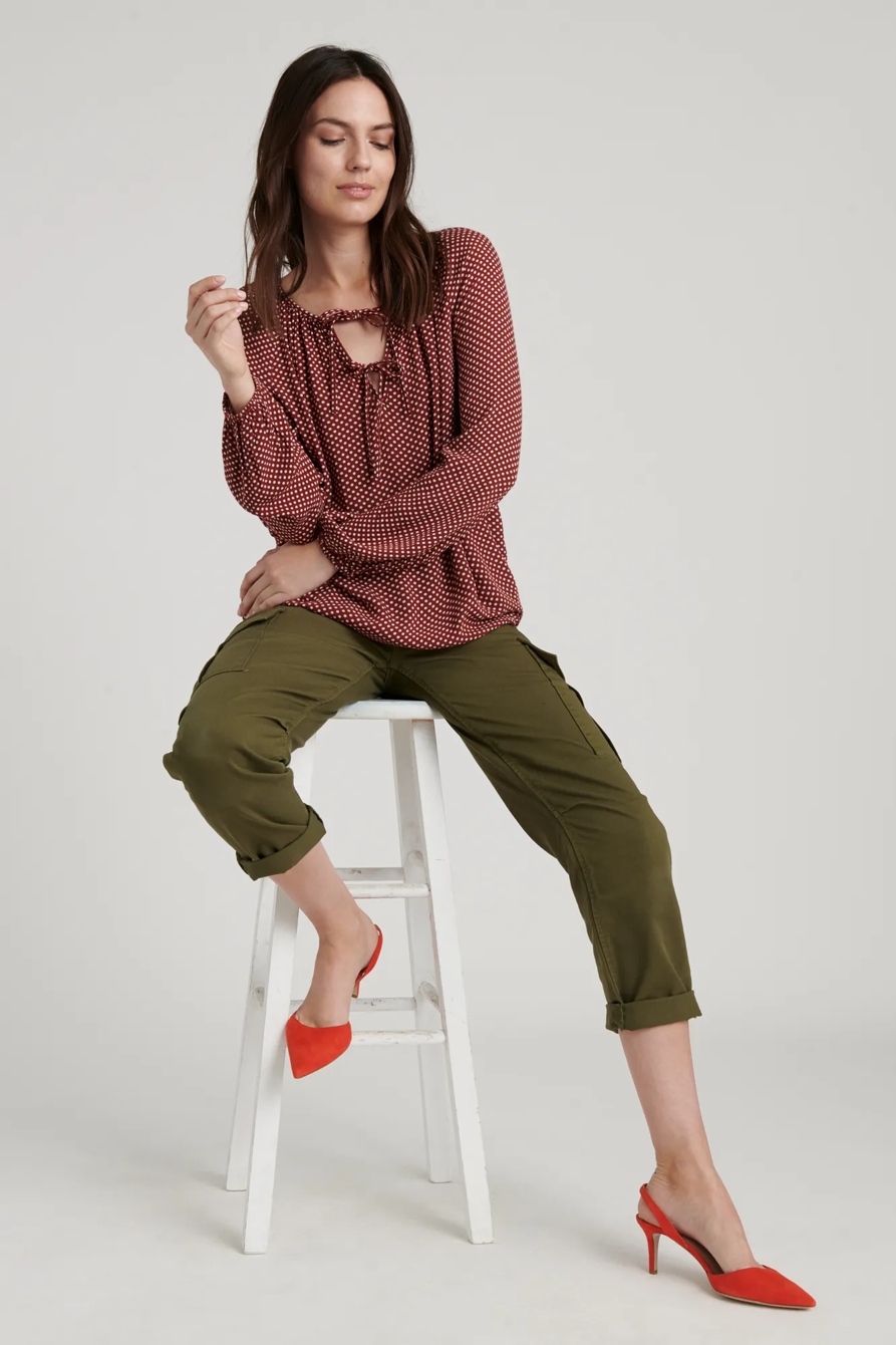 ELOISE POLKA DOT PEASANT TOP, image 5