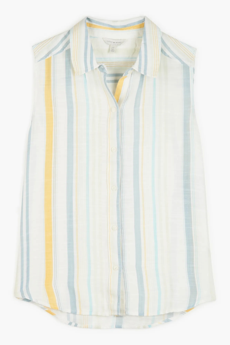 SLEEVELESS STRIPED SADIE SHIRT, image 1