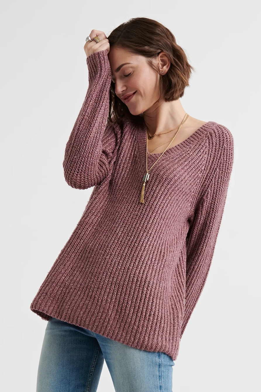 V NECK TUNIC SWEATER, image 1