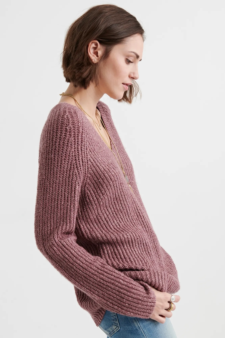 V NECK TUNIC SWEATER, image 2