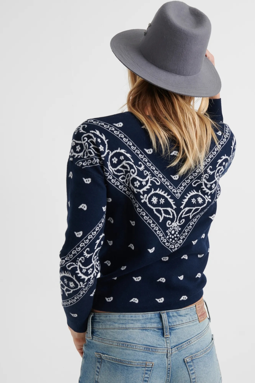 BANDANA INTARSIA TIE FRONT SWEATER, image 3