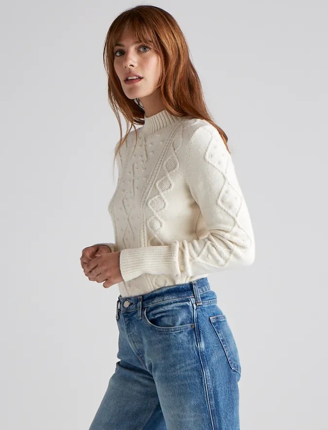 BOBBLE CABLE KNIT PULLOVER SWEATER, image 2