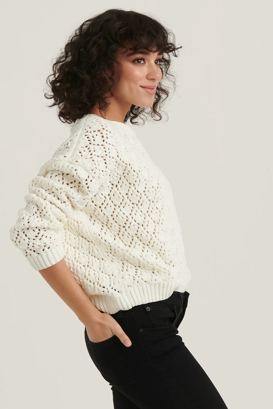 POINTELLE CHENILLE PULLOVER SWEATER, image 3