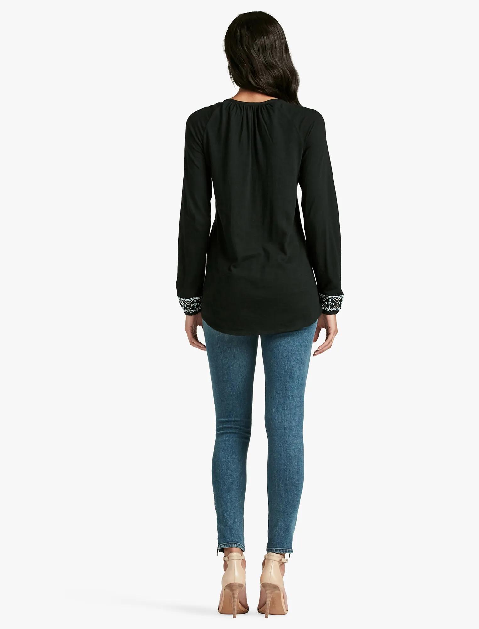 EMBROIDERED WOVEN MIX TOP, image 3