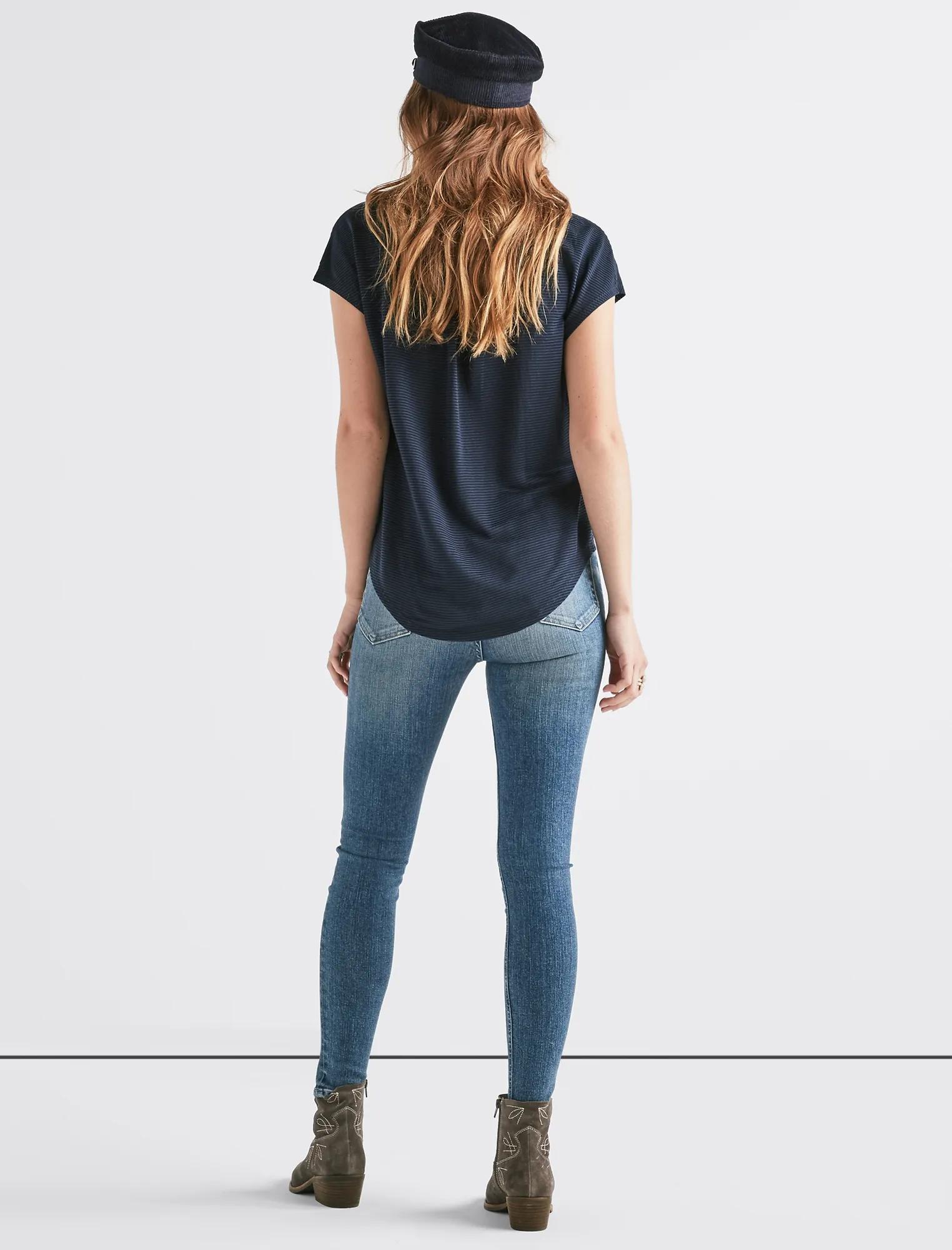 SHORT SLEEVE SHADOW STRIPE TOP, image 3