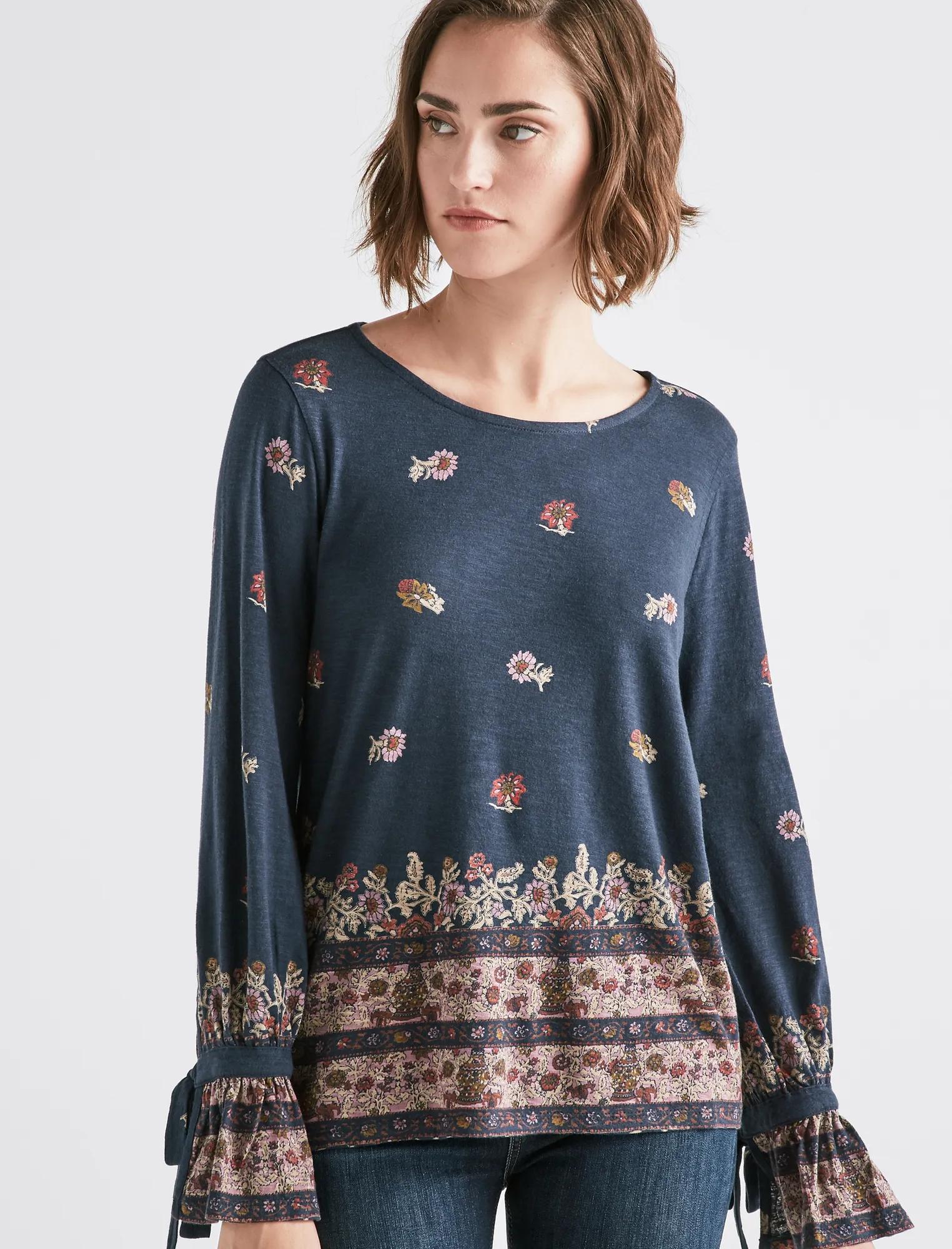 TIE SLEEVE PAISLEY TOP, image 1