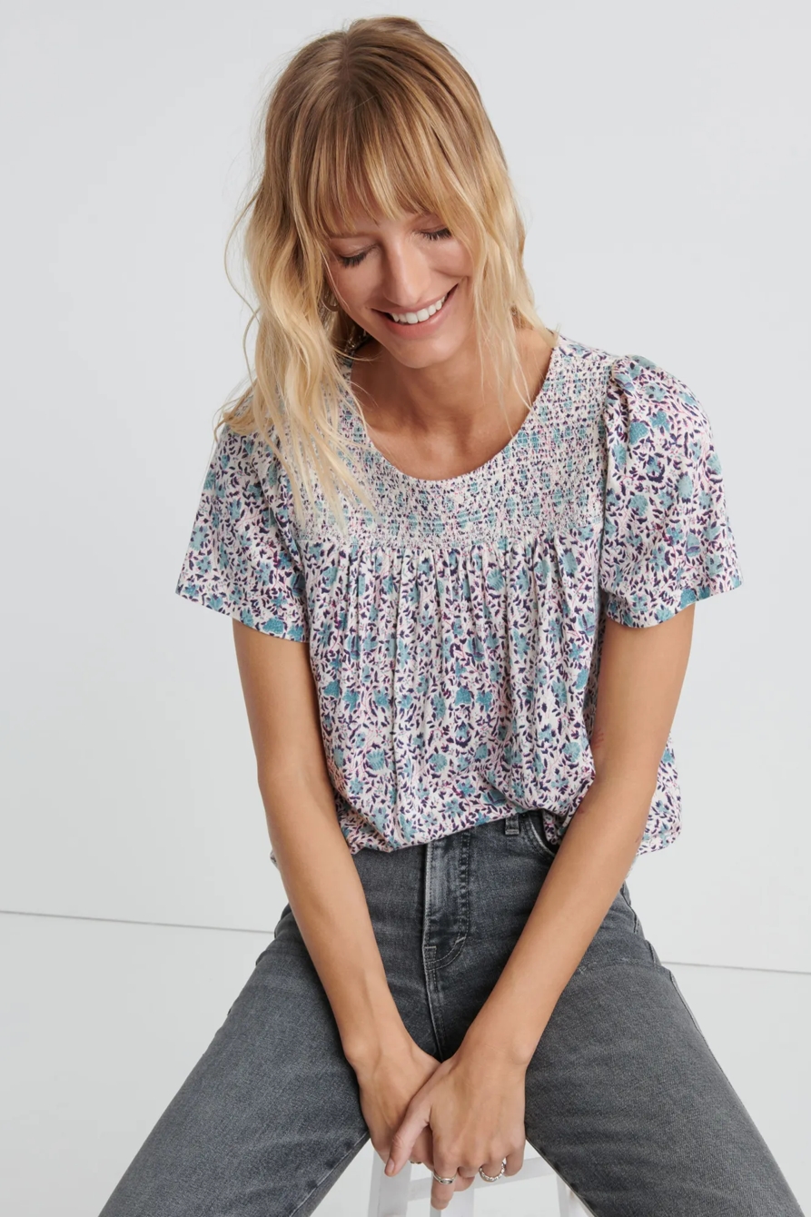 SS SMOCKED YOKE TOP, image 4