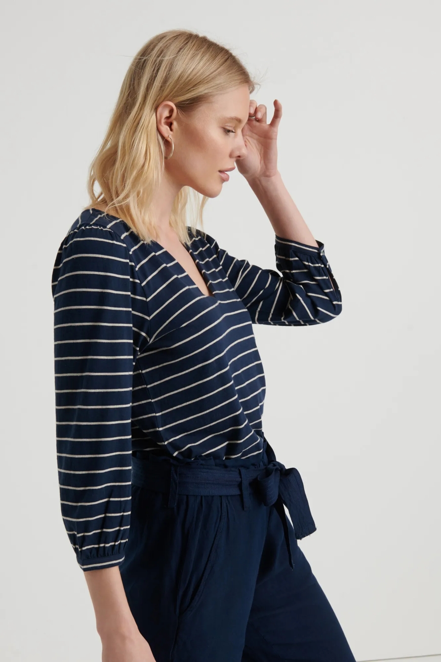 NOTCH NECK STRIPED TOP, image 2