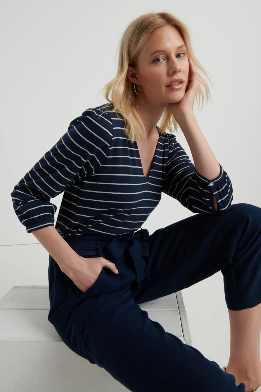 NOTCH NECK STRIPED TOP, image 4