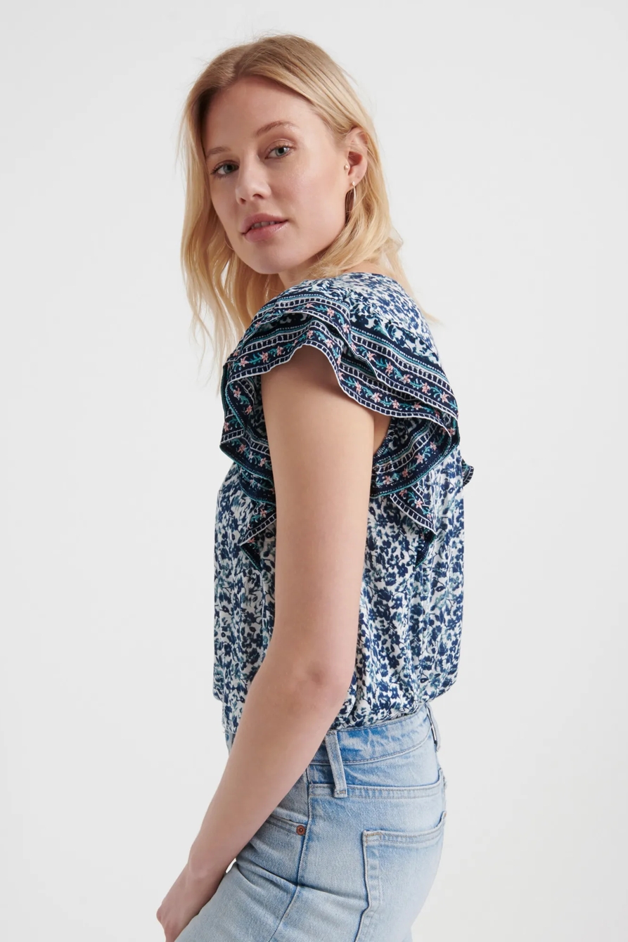 PRINTED RUFFLE SLEEVE TOP, image 2