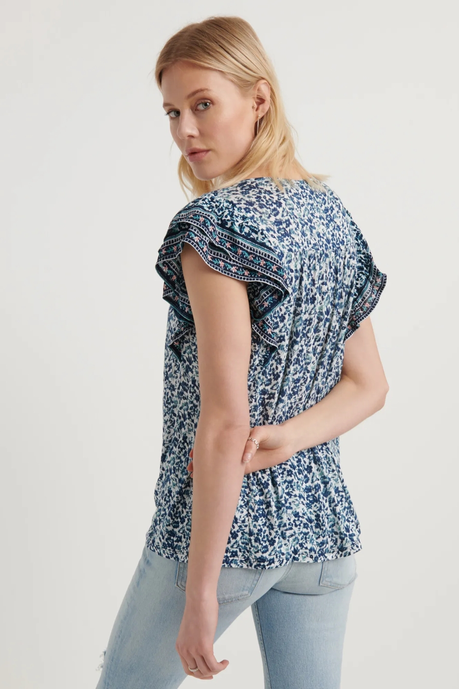 PRINTED RUFFLE SLEEVE TOP, image 3
