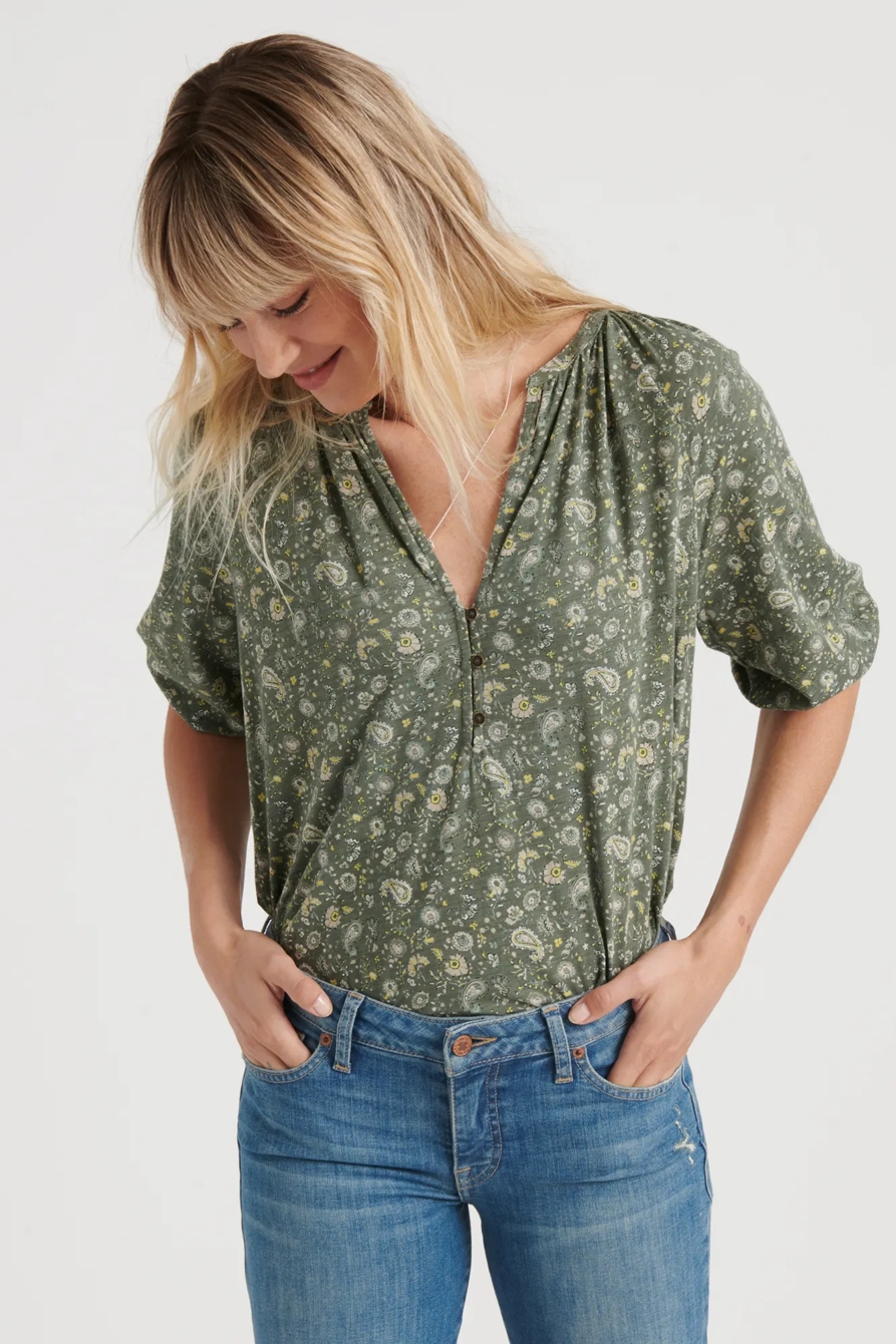 PAISLEY PRINTED HENLEY, image 1
