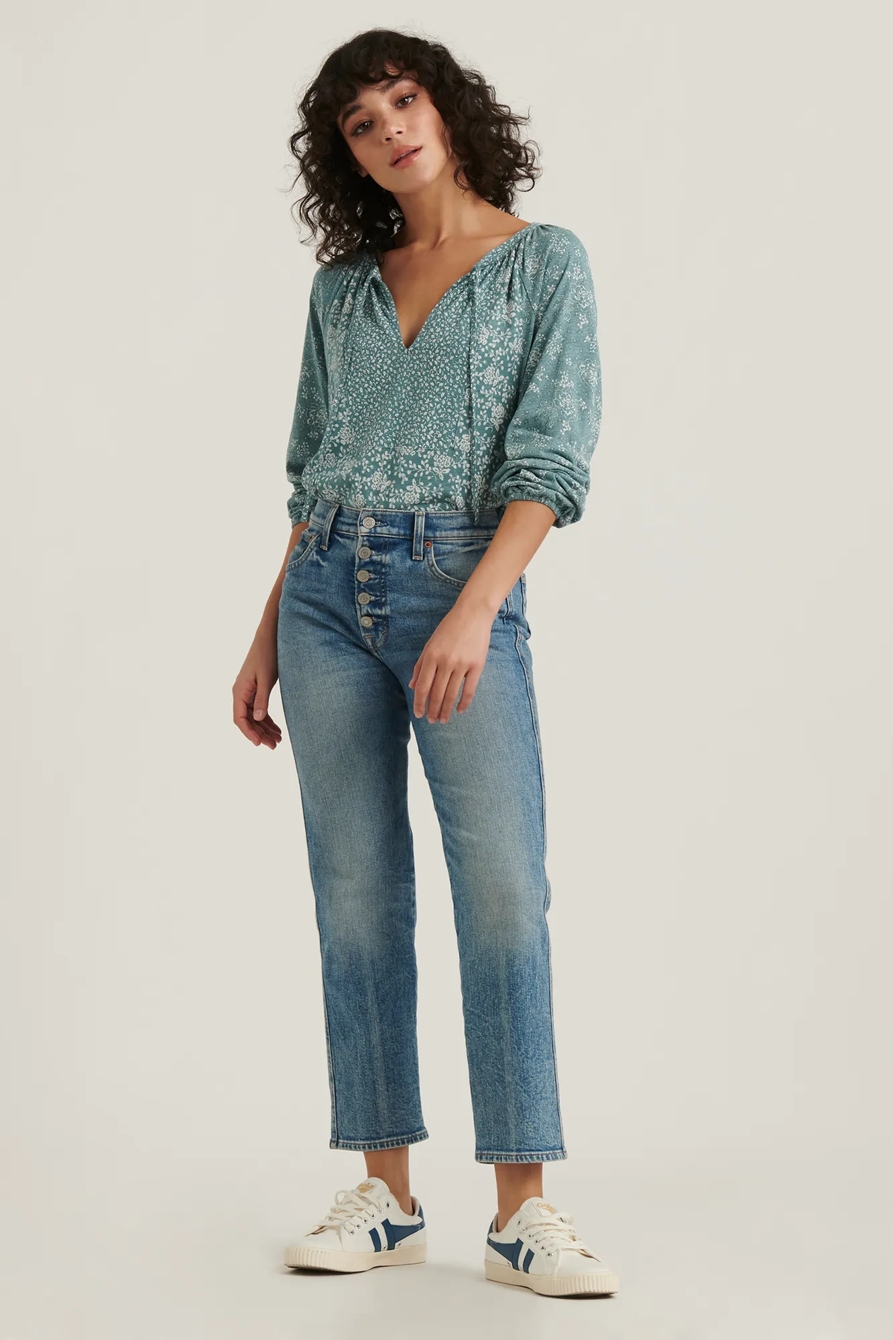 MIX PRINTED PEASANT TOP, image 2