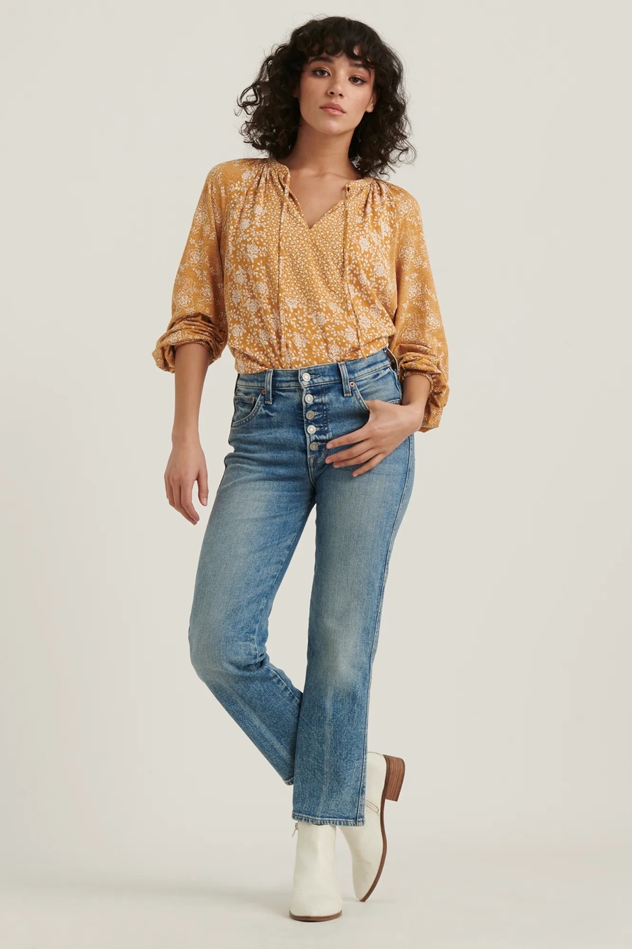 MIX PRINTED PEASANT TOP, image 2