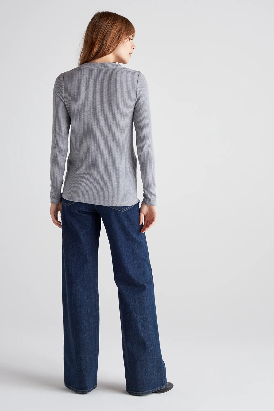 LONG SLEEVE RIBBED HENLEY, image 3