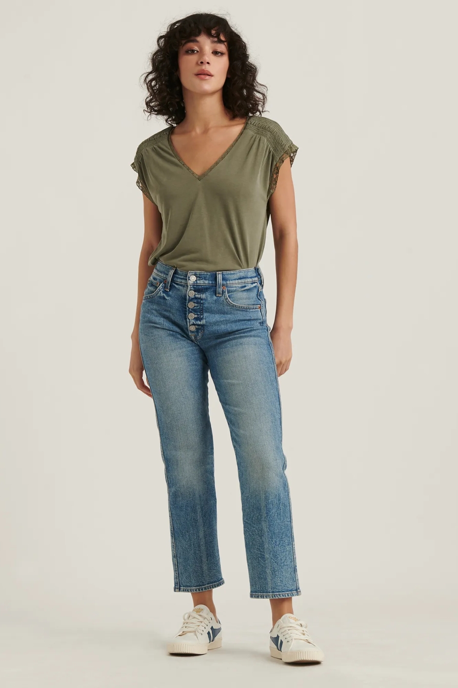 LACE TRIM SAND WASH TOP, image 2