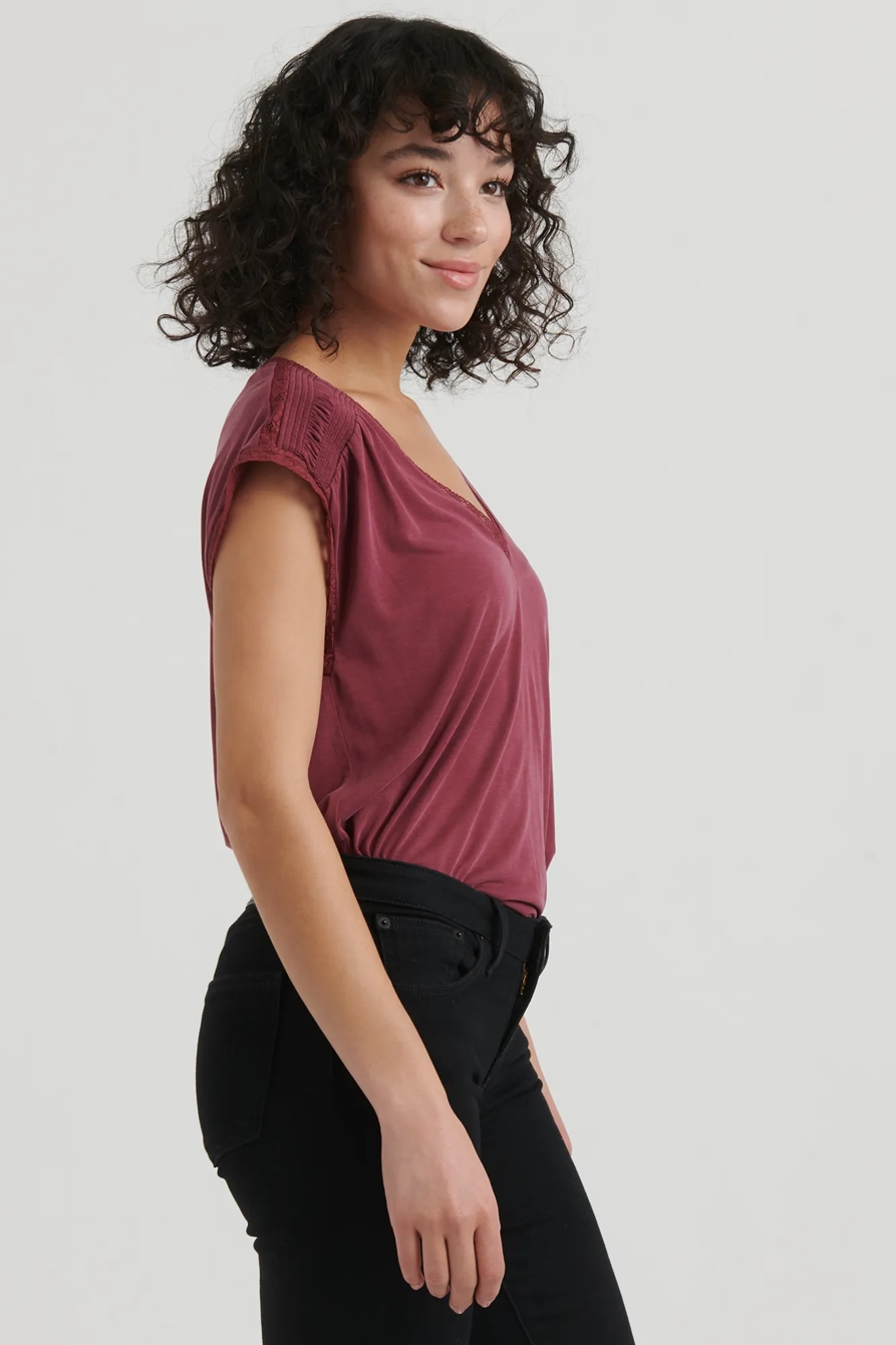 LACE TRIM SAND WASH TOP, image 3