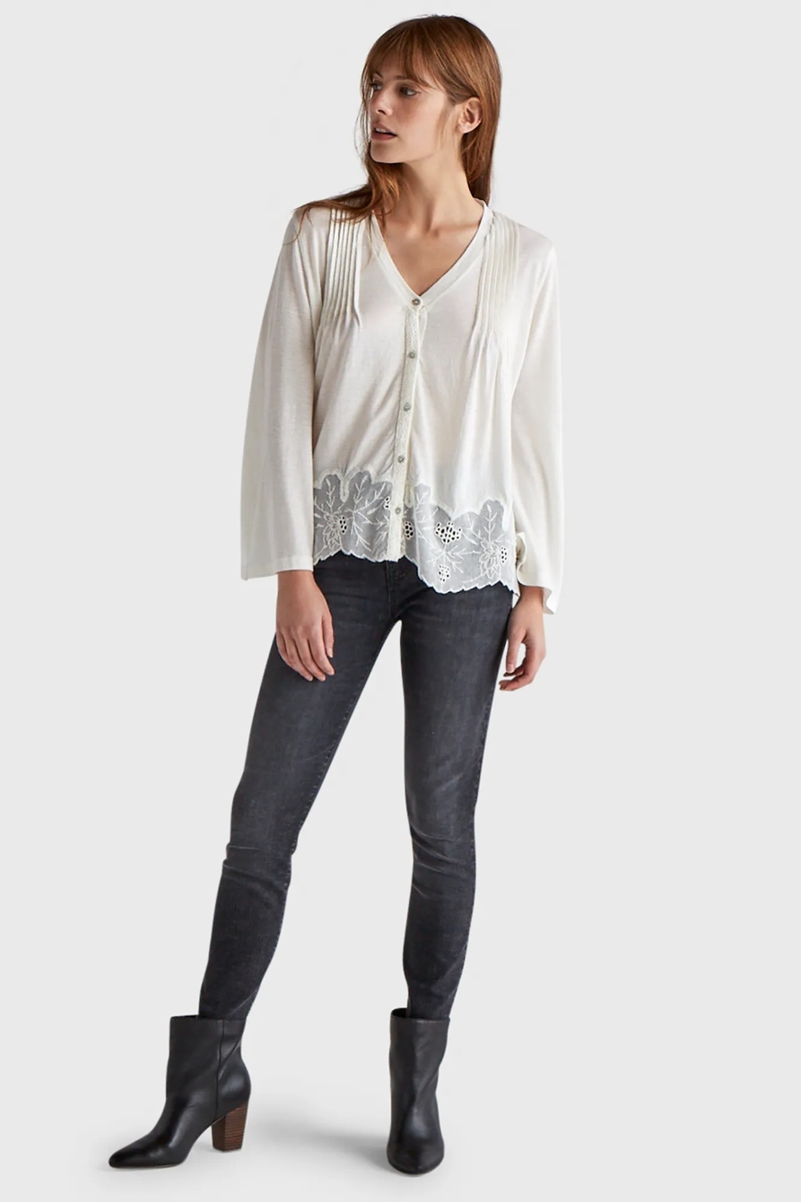 LACE TRIM BUTTON DOWN TOP, image 2