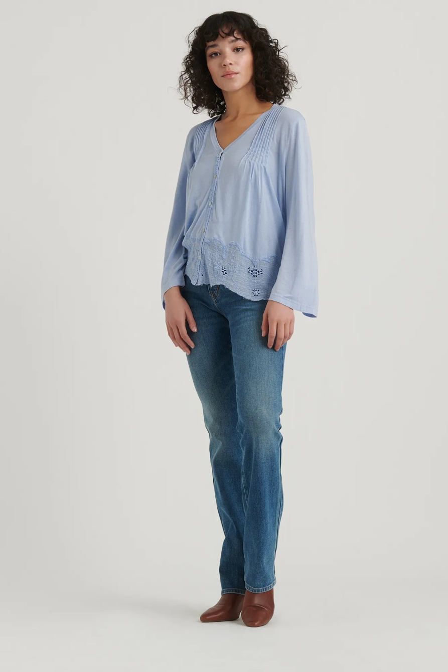 LACE TRIM BUTTON DOWN TOP, image 2
