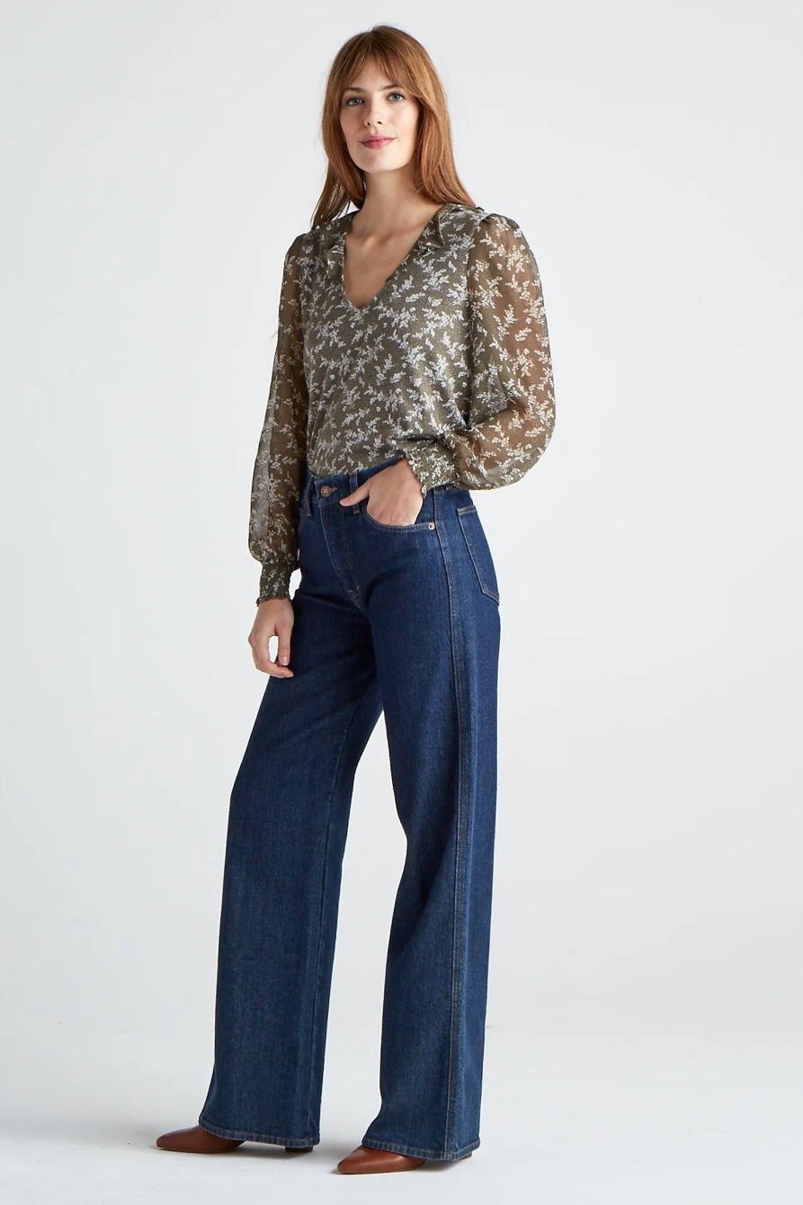 MIXED MEDIA V NECK TOP, image 2