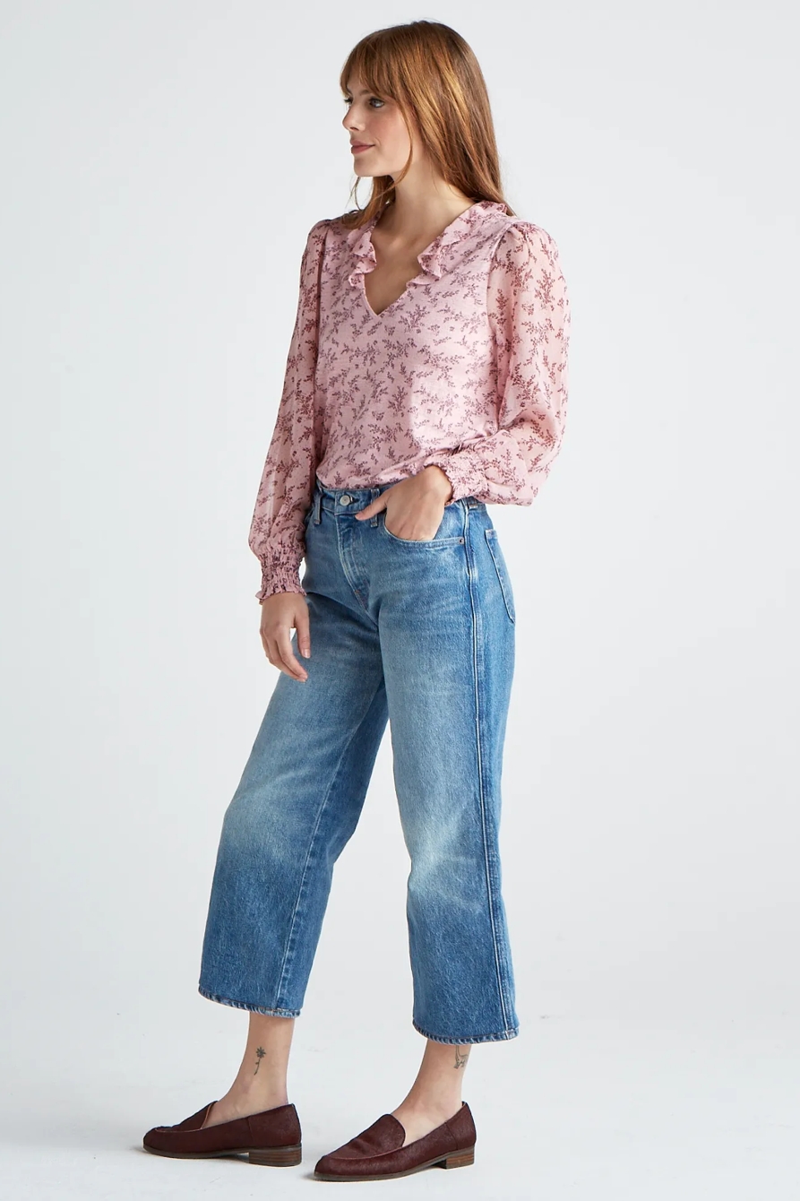 MIXED MEDIA V NECK TOP, image 2
