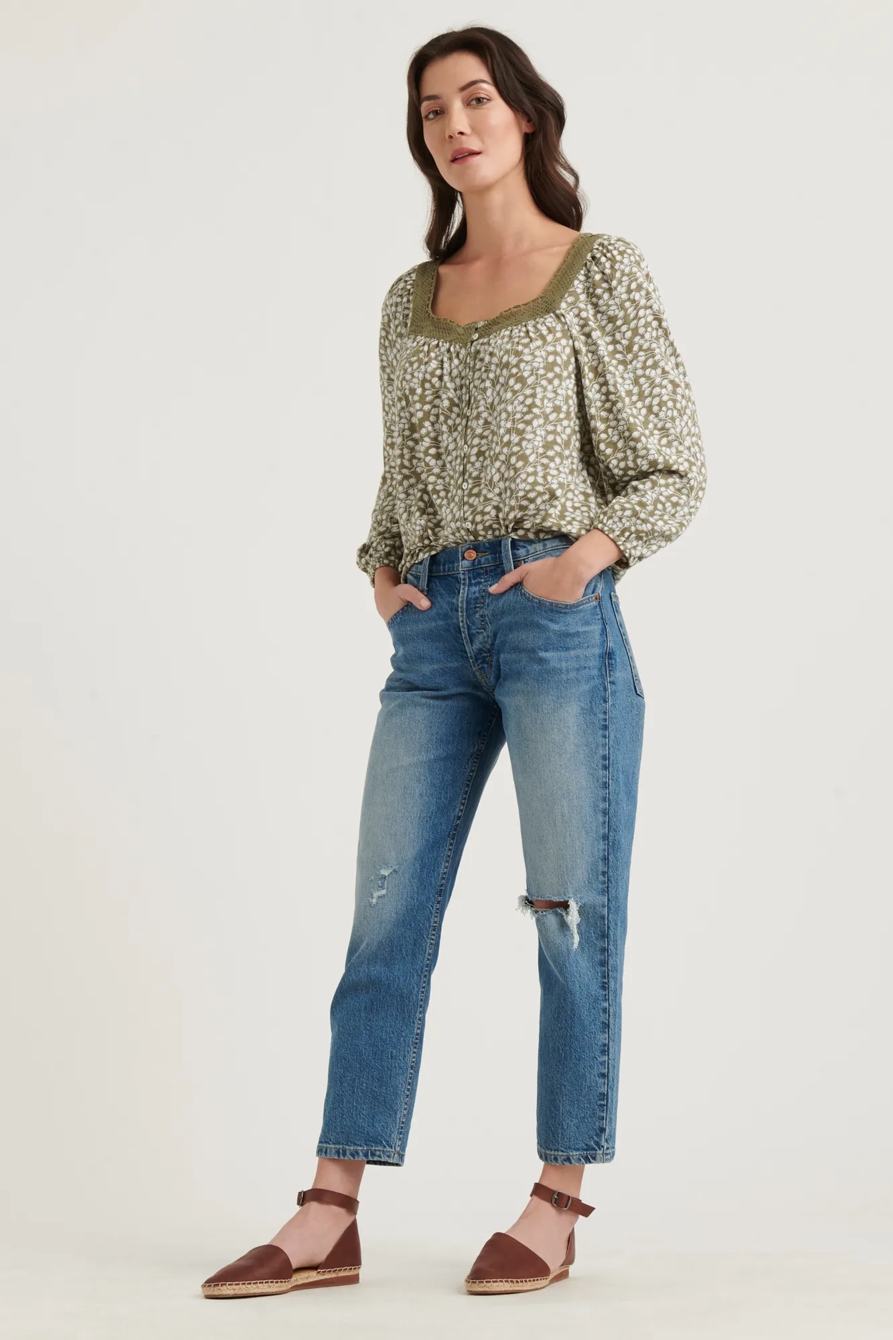 PRINTED SQUARE NECK TOP, image 2