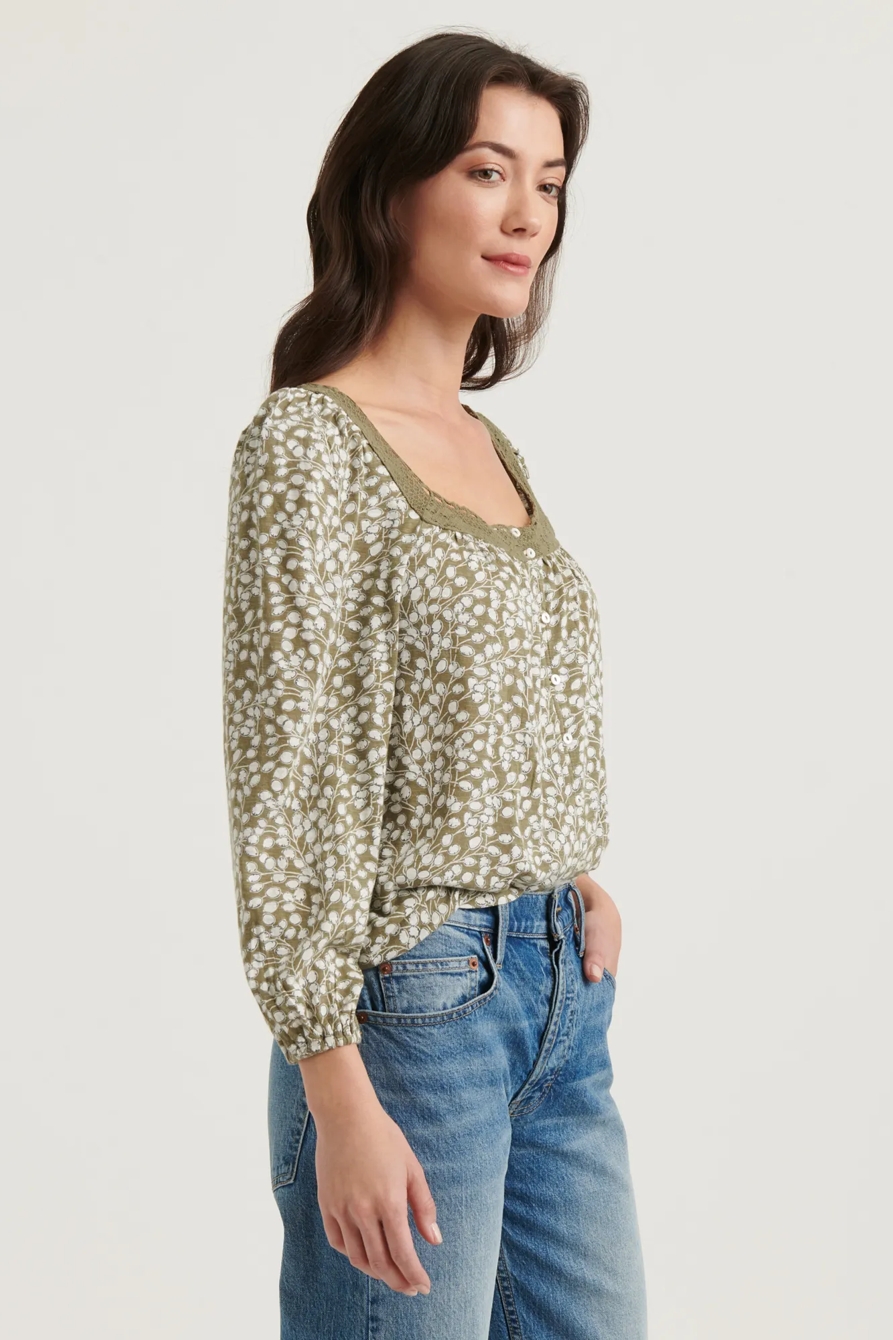 PRINTED SQUARE NECK TOP, image 3