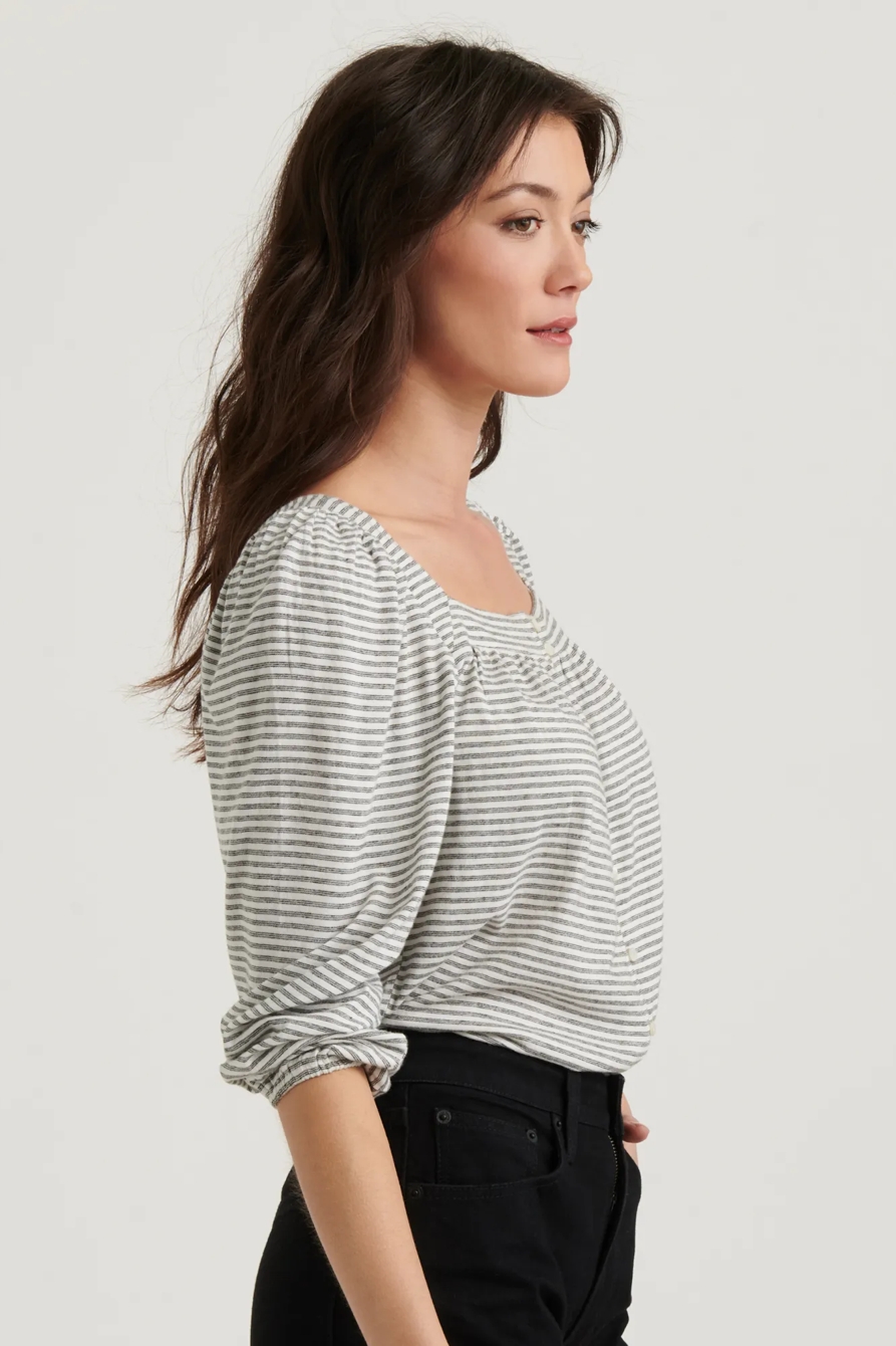 STRIPED SQUARE NECK TOP, image 3