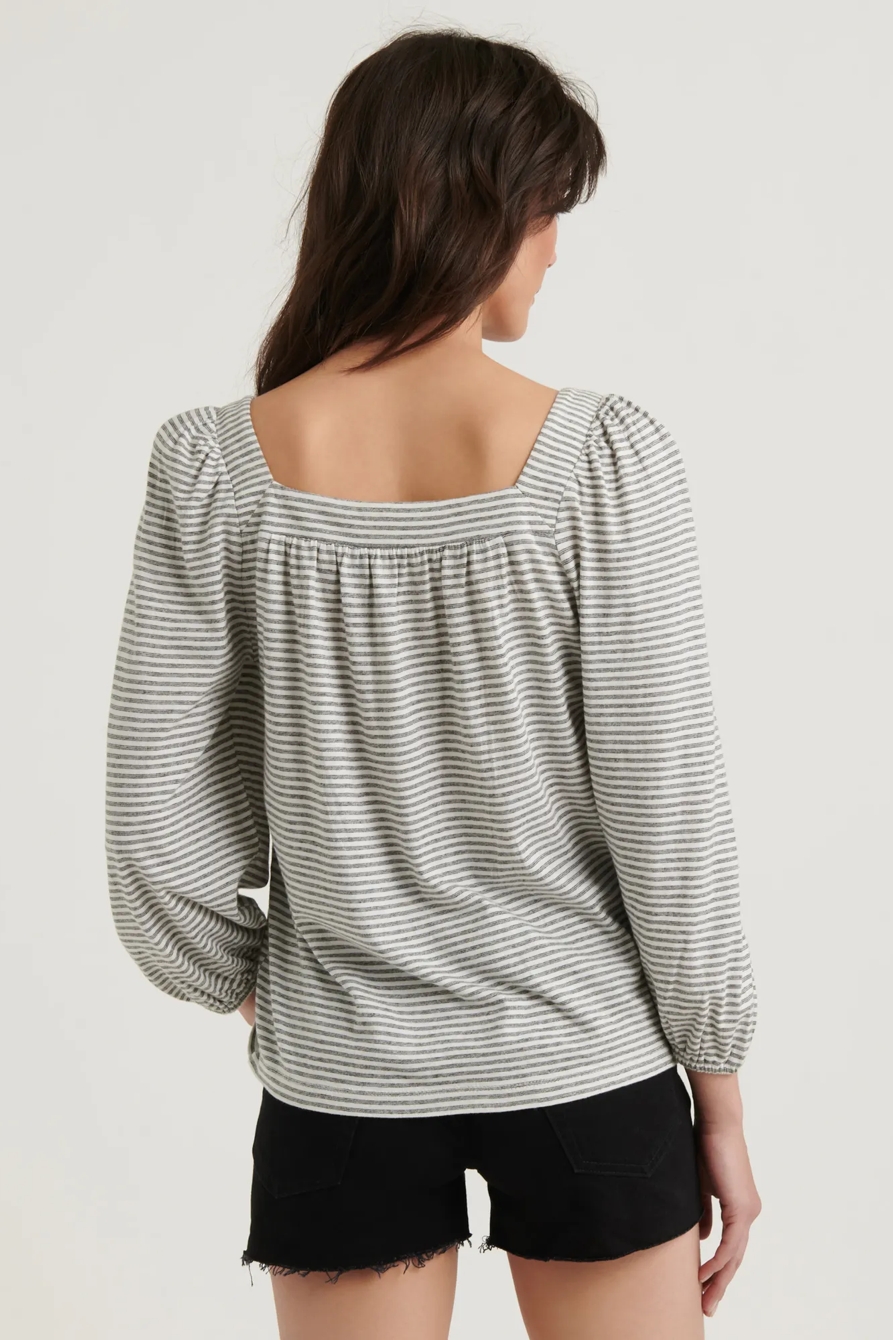 STRIPED SQUARE NECK TOP, image 4